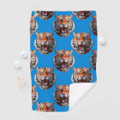 Tijgerkoppatroonontwerp Blauw Golfhanddoek (Insitu)