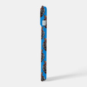 Tijgerkoppatroonontwerp Blauw iPhone 15 Case (Linkerkant)
