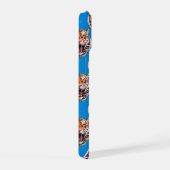 Tijgerkoppatroonontwerp Blauw iPhone 15 Case (Rechterkant)