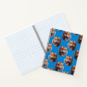 Tijgerkoppatroonontwerp Blauw Notitieboek (Binnen)