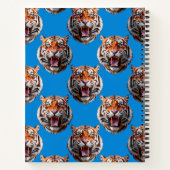 Tijgerkoppatroonontwerp Blauw Notitieboek (Achterkant)