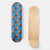 Tijgerkoppatroonontwerp Blauw Persoonlijk Skateboard (Voorkant)