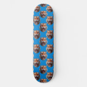 Tijgerkoppatroonontwerp Blauw Persoonlijk Skateboard (Voorkant)