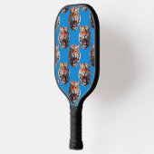 Tijgerkoppatroonontwerp Blauw Pickleball Paddle (Links)