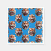 Tijgerkoppatroonontwerp Blauw Servet (Voorkant)