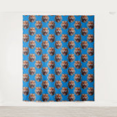 Tijgerkoppatroonontwerp Blauw Wandkleed (Voorkant)