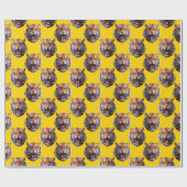 Tijgerkoppatroonontwerp Geel Cadeaupapier (Vlak)