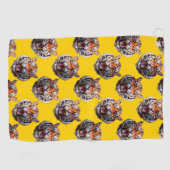 Tijgerkoppatroonontwerp Geel Golfhanddoek (Horizontaal)