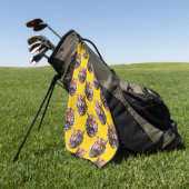 Tijgerkoppatroonontwerp Geel Golfhanddoek (Groen)