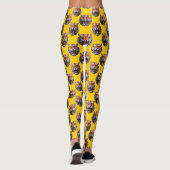 Tijgerkoppatroonontwerp Geel Leggings (Achterkant)