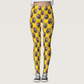 Tijgerkoppatroonontwerp Geel Leggings (Voorkant)