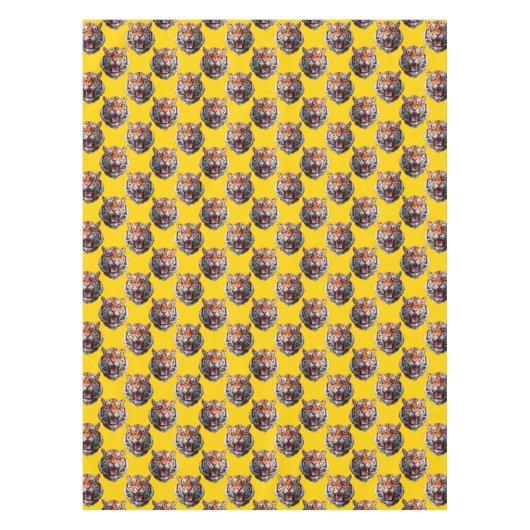 Tijgerkoppatroonontwerp Geel Tafelkleed (Voorkant)