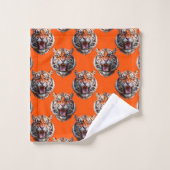 Tijgerkoppatroonontwerp Oranje Bad Handdoek (Wasdoekje)