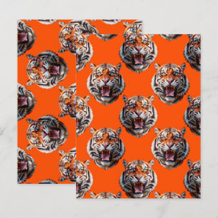 Tijgerkoppatroonontwerp Oranje Briefkaart