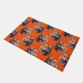 Tijgerkoppatroonontwerp Oranje Deurmat (Schuin)