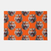 Tijgerkoppatroonontwerp Oranje Deurmat (Voorkant)