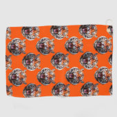 Tijgerkoppatroonontwerp Oranje Golfhanddoek (Horizontaal)