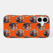 Tijgerkoppatroonontwerp Oranje iPhone 16 Hoesje (Achterkant horizontaal)