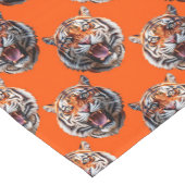 Tijgerkoppatroonontwerp Oranje Korte Tafelloper (Hoek)