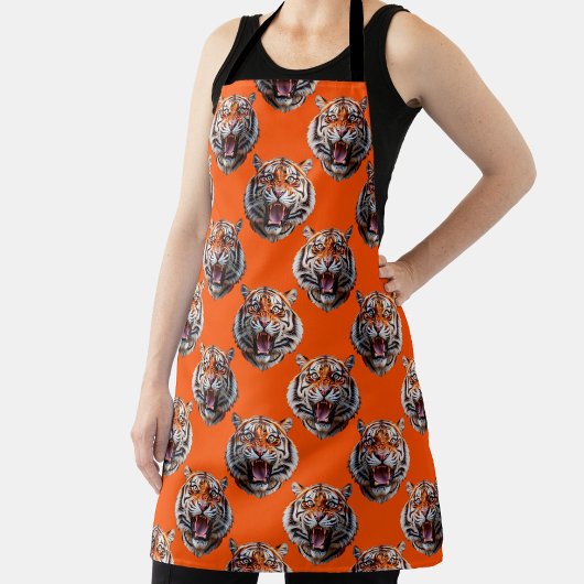 Tijgerkoppatroonontwerp Oranje Schort