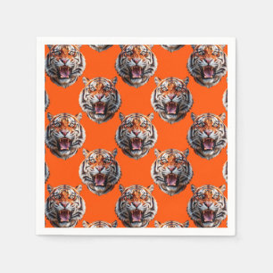 Tijgerkoppatroonontwerp Oranje Servet