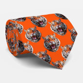 Tijgerkoppatroonontwerp Oranje Stropdas (Opgerold)