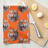 Tijgerkoppatroonontwerp Oranje Theedoek (Quarter Fold)