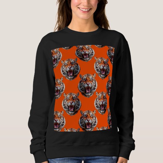 Tijgerkoppatroonontwerp Oranje Trui (Voorkant)