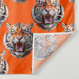 Tijgerkoppatroonontwerp Oranje Wandkleed