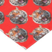 Tijgerkoppatroonontwerp Rood Tafelkleed (Gekanteld)