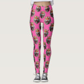 Tijgerkoppatroonontwerp Roze Leggings (Voorkant)