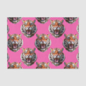Tijgerkoppatroonontwerp Roze Tissuepapier (Voorkant)