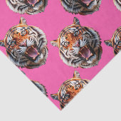 Tijgerkoppatroonontwerp Roze Tissuepapier (Detail)