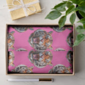 Tijgerkoppatroonontwerp Roze Tissuepapier (Geschenk)