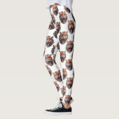 Tijgerkoppatroonontwerp - Wit Leggings (Links)