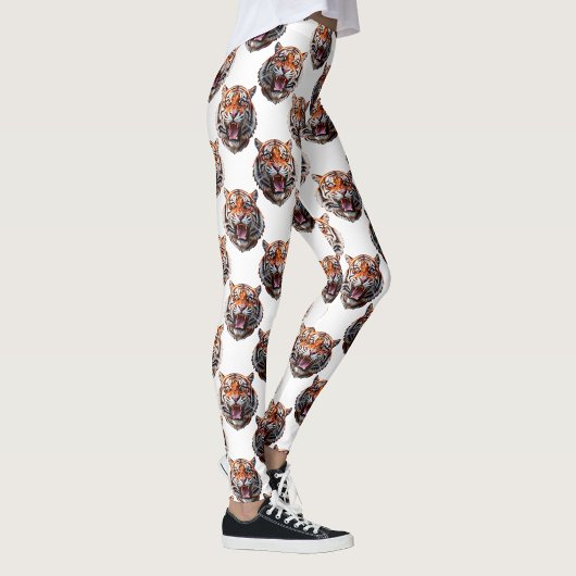 Tijgerkoppatroonontwerp - Wit Leggings