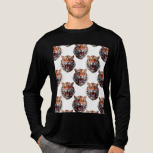 Tijgerkoppatroonontwerp - Wit Tri-Blend Shirt