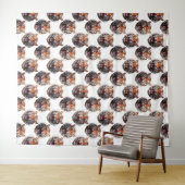 Tijgerkoppatroonontwerp - Wit Wandkleed (In Situ (horizontaal))