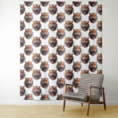 Tijgerkoppatroonontwerp - Wit Wandkleed (In situ)