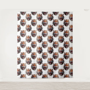 Tijgerkoppatroonontwerp - Wit   Wandkleed