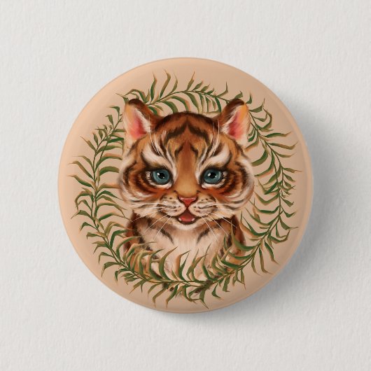 Tijgerkub Ronde Button 5,7 Cm (Voorkant)