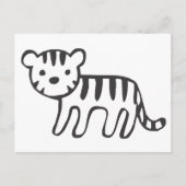 Tijgerkubus in zwarte en witte schets briefkaart (Voorkant)