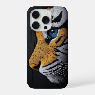 Tijgerkunst met blauwe ogen iPhone 15 pro case