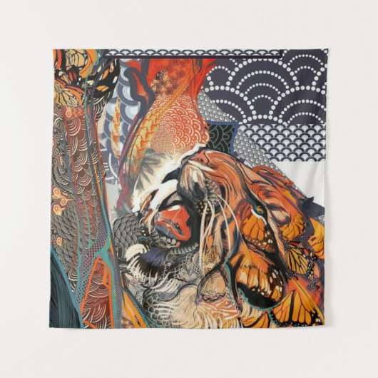 Tijgerkunst Wandkleed (Voorkant (horizontaal))