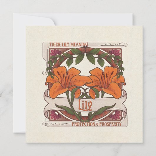 Tijgerlelie - Bloem betekent -stijl groen Kaart (Voorkant)