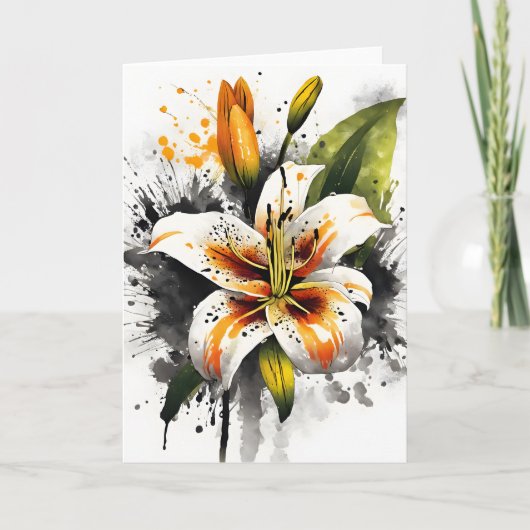Tijgerlelie - Waterverf bloemen Kaart (Voorkant)