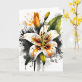 Tijgerlelie - Waterverf bloemen Kaart (Gele Bloem)