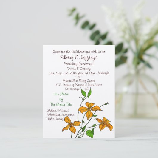 Tijgerlelies (Uitnodiging na de bruiloftsreceptie Kaart (Staand voorkant)