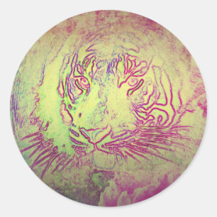 Tijgerlente Ronde Sticker