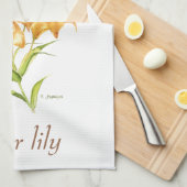 Tijgerlichterbotanische florale waterverf theedoek (Quarter Fold)